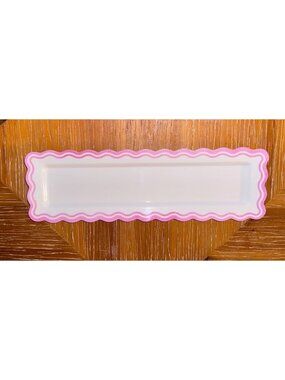 Celebrate It Easter Party Platter With Pink Scalloped Edges 15.7" x 4.7" White &